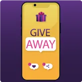 Symbol der Phishing-Vorlage «Win an iPhone 15»: Smartphone mit Geschenk und dem Schriftzug «Give Away»