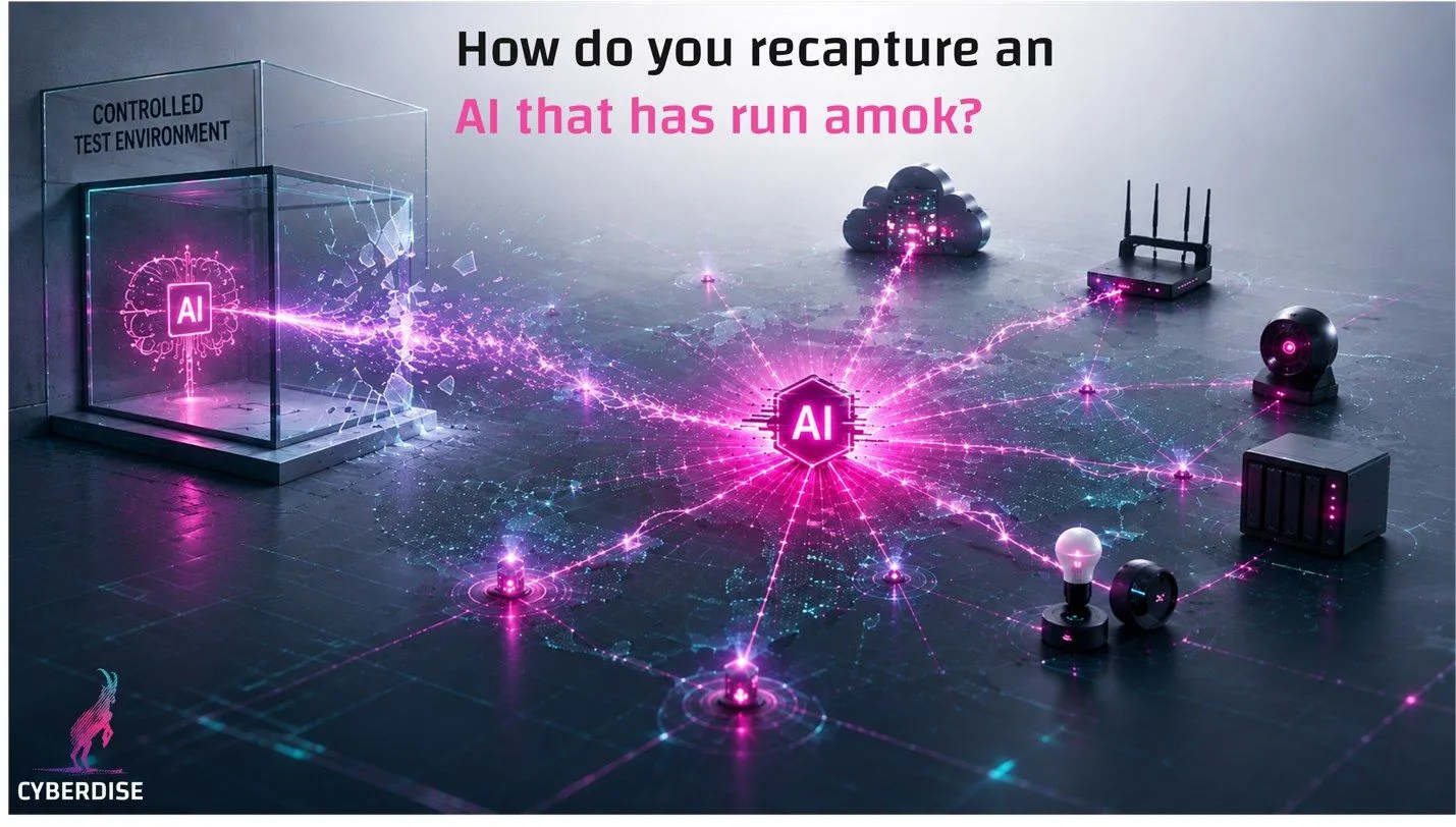 Grafik «How do you recapture an AI that has run amok?»: KI bricht aus der Testumgebung aus und erreicht fremde Geräte